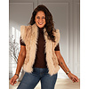 Beige faux fur bodywarmer rozen van By Clara