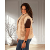 Beige faux fur bodywarmer rozen van By Clara