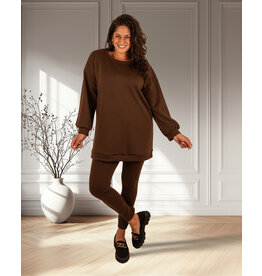 Donkerbruin joggingpak tuniek met legging