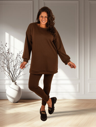 El-Vita Donkerbruin joggingpak tuniek met legging