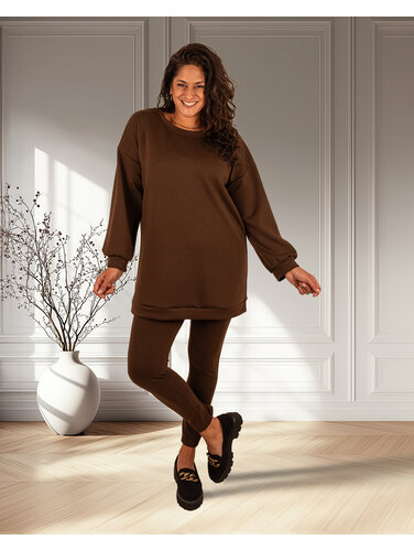 El-Vita Donkerbruin joggingpak tuniek met legging