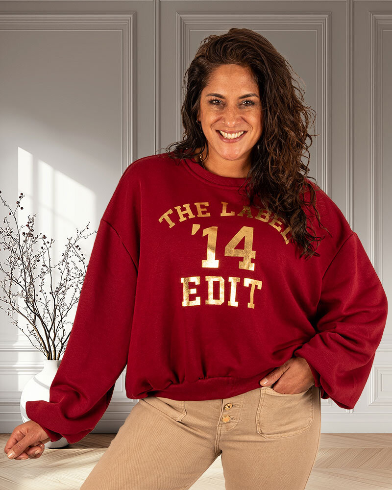Bordeaux oversized sweater "The Label 14" van Forza