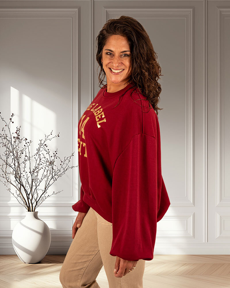 Bordeaux oversized sweater "The Label 14" van Forza