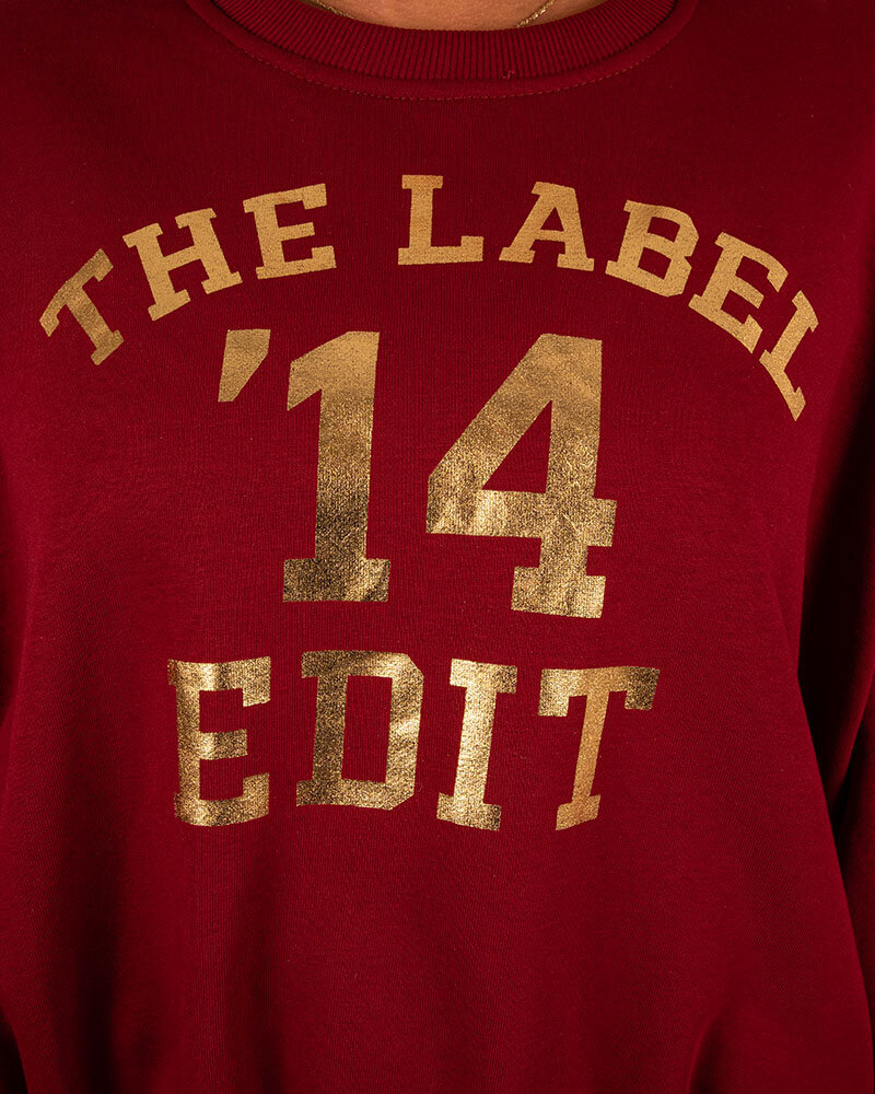 Bordeaux oversized sweater "The Label 14" van Forza