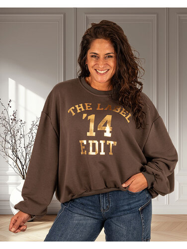 Donkerbruine oversized sweater "The Label 14"