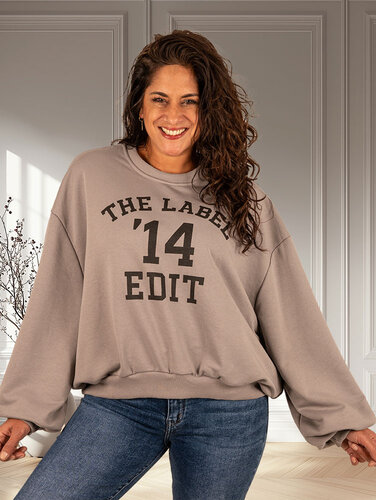 Grijze oversized sweater "The Label 14"