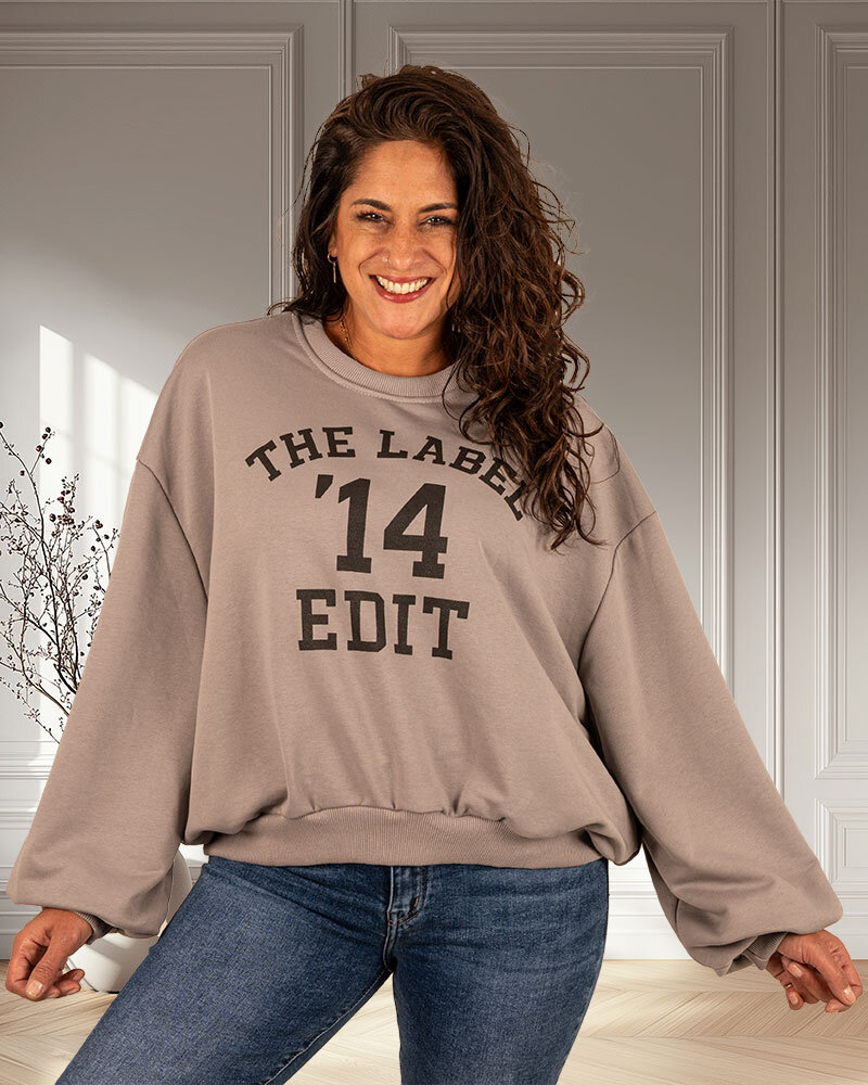 Grijze oversized sweater "The Label 14" van Forza