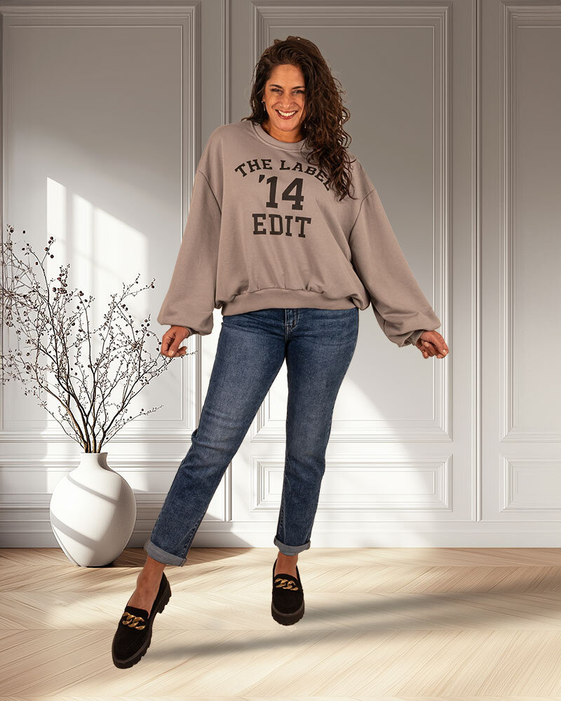 Grijze oversized sweater "The Label 14" van Forza