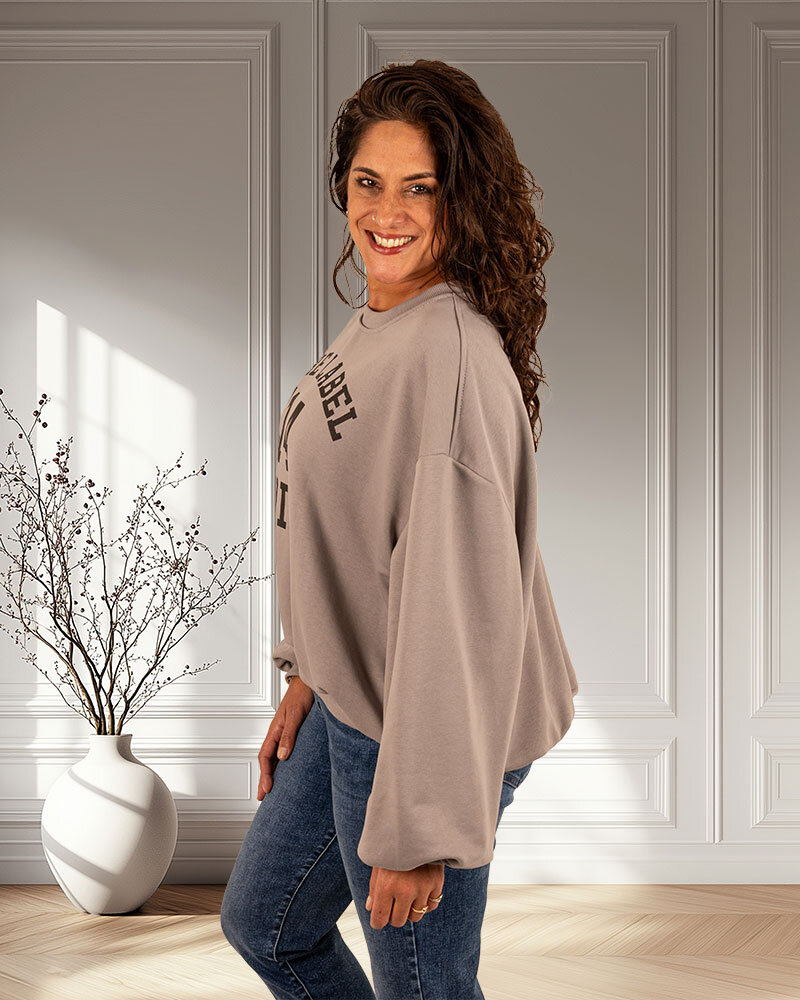 Grijze oversized sweater "The Label 14" van Forza