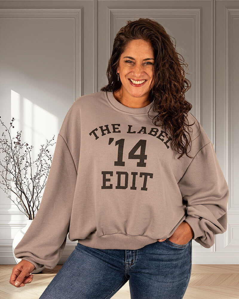 Grijze oversized sweater "The Label 14" van Forza