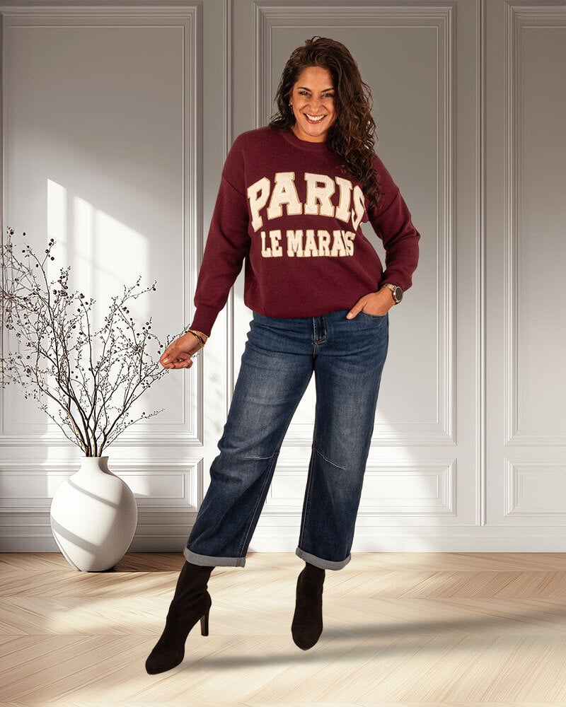 Blue barrel wide leg jeans van Forza