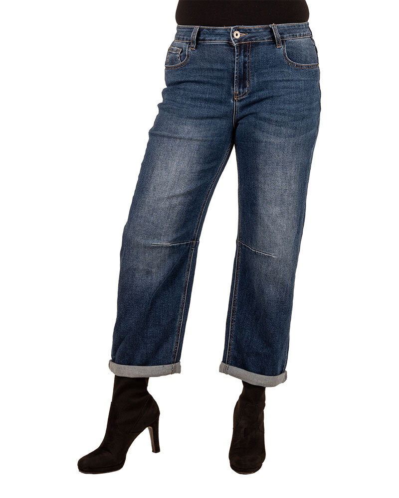 Blue barrel wide leg jeans van Forza