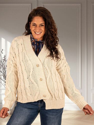 Ecru gebreid vest kabel