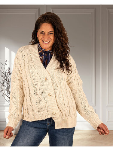 Ecru gebreid vest kabel