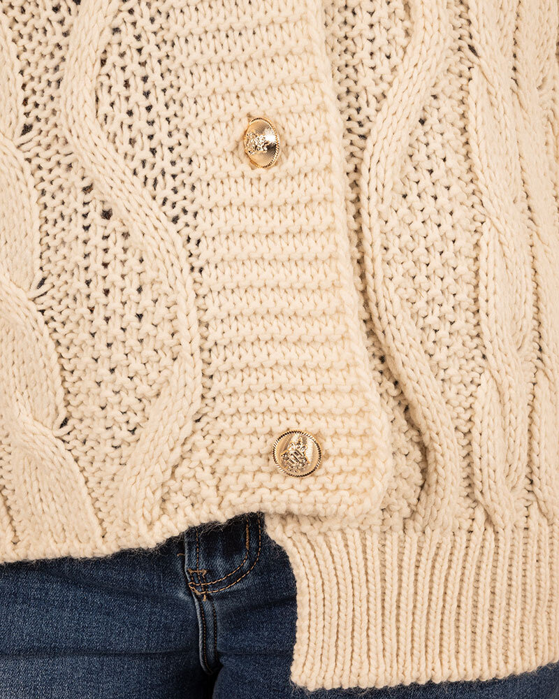 Ecru gebreid vest kabel van Dins Tricot