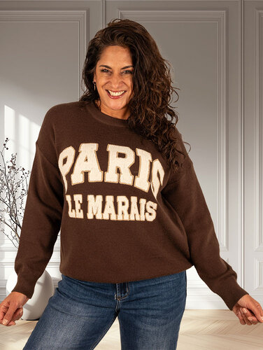 Donkerbruine trui "Paris" van Flamant Rose