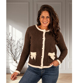 Donkerbruin vest met strikjes
