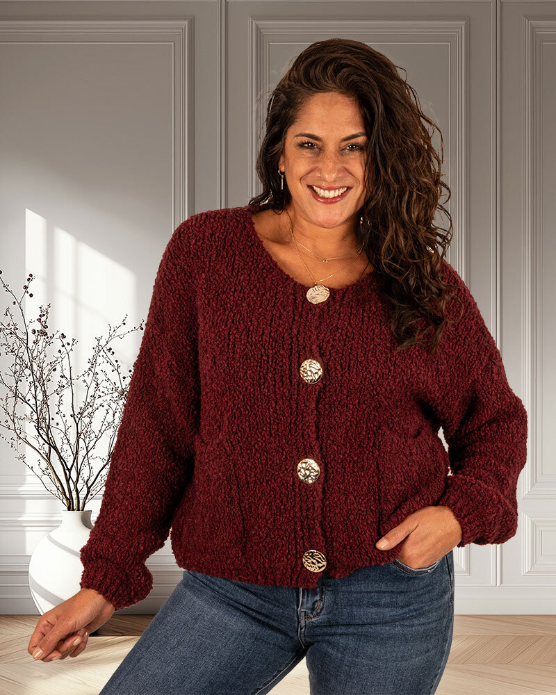 Bordeaux vest knopen van Gemma Ricceri