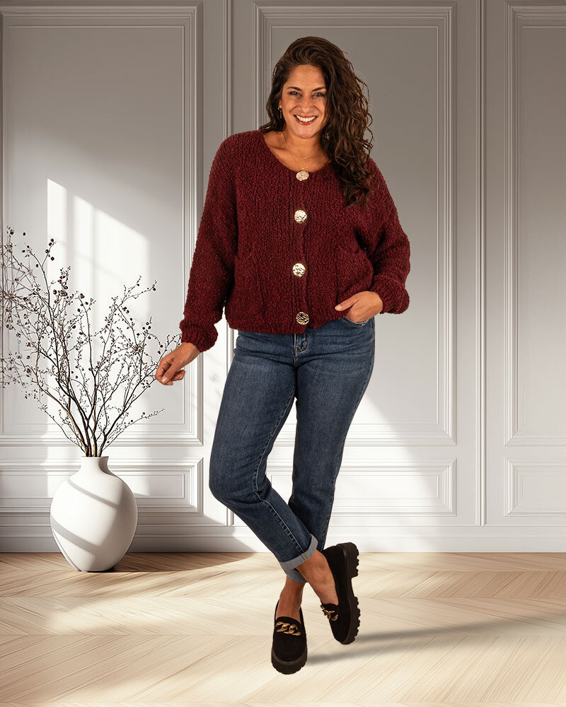 Bordeaux vest knopen van Gemma Ricceri