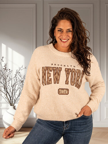 Beige trui "New York"
