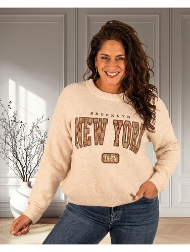 Beige trui "New York"