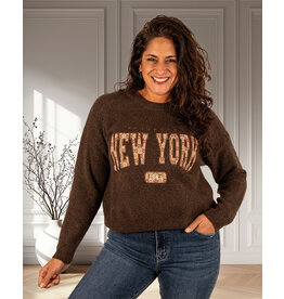 Donkerbruine trui "New York"