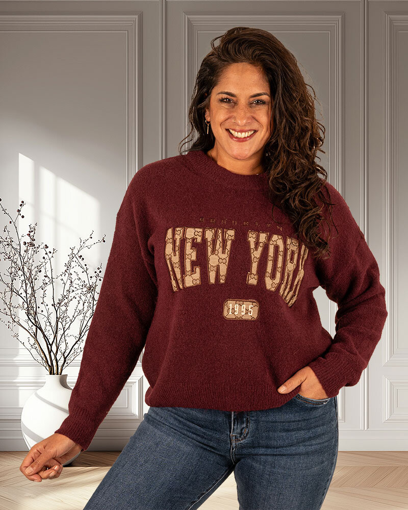 Bordeaux trui "New York" van Moocci