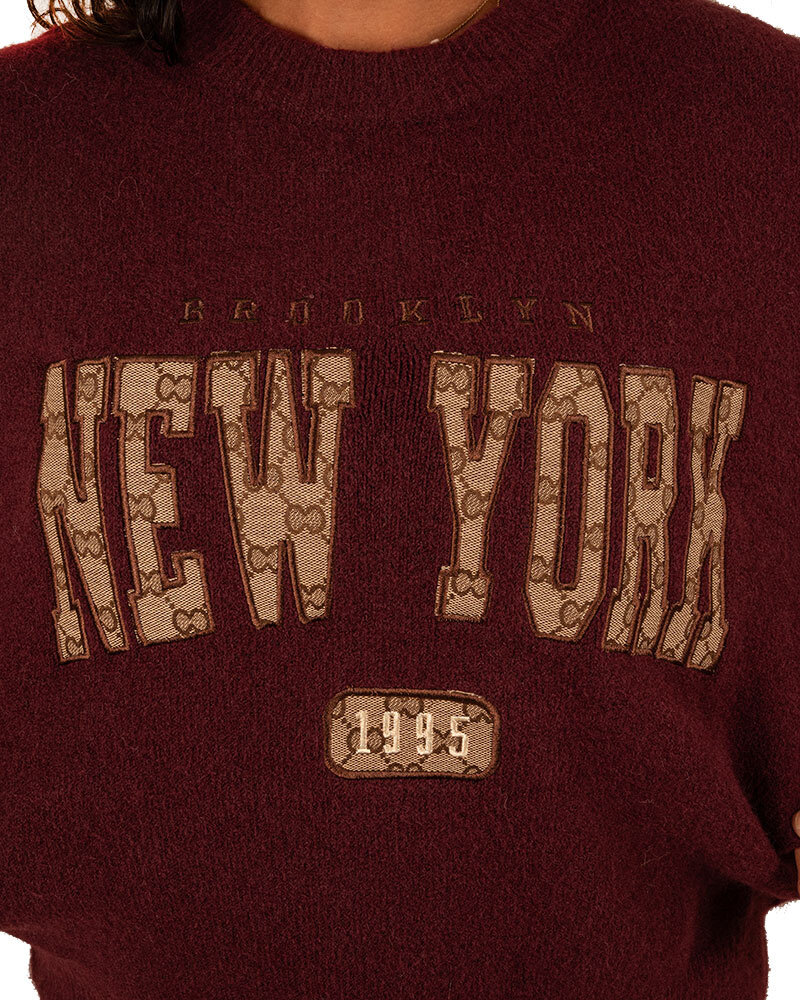 Bordeaux trui "New York" van Moocci
