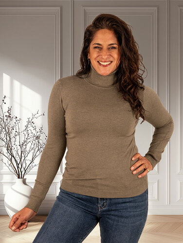 Legergroene fijnbreide trui met col van Extra Me