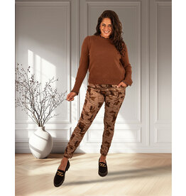 El-Vita Beige/bruin print glans broek