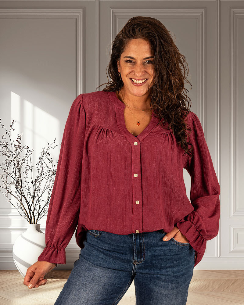 Bordeaux blouse crêpe van Gemma Ricceri
