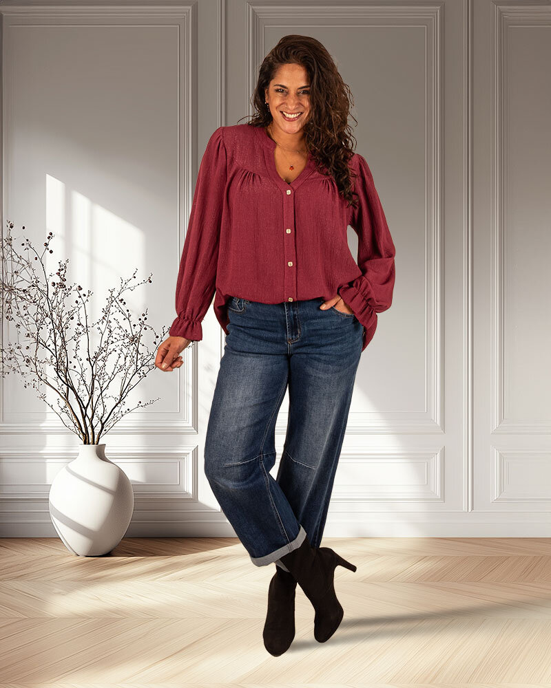 Bordeaux blouse crêpe van Gemma Ricceri