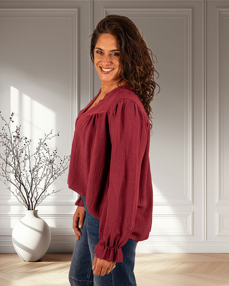 Bordeaux blouse crêpe van Gemma Ricceri