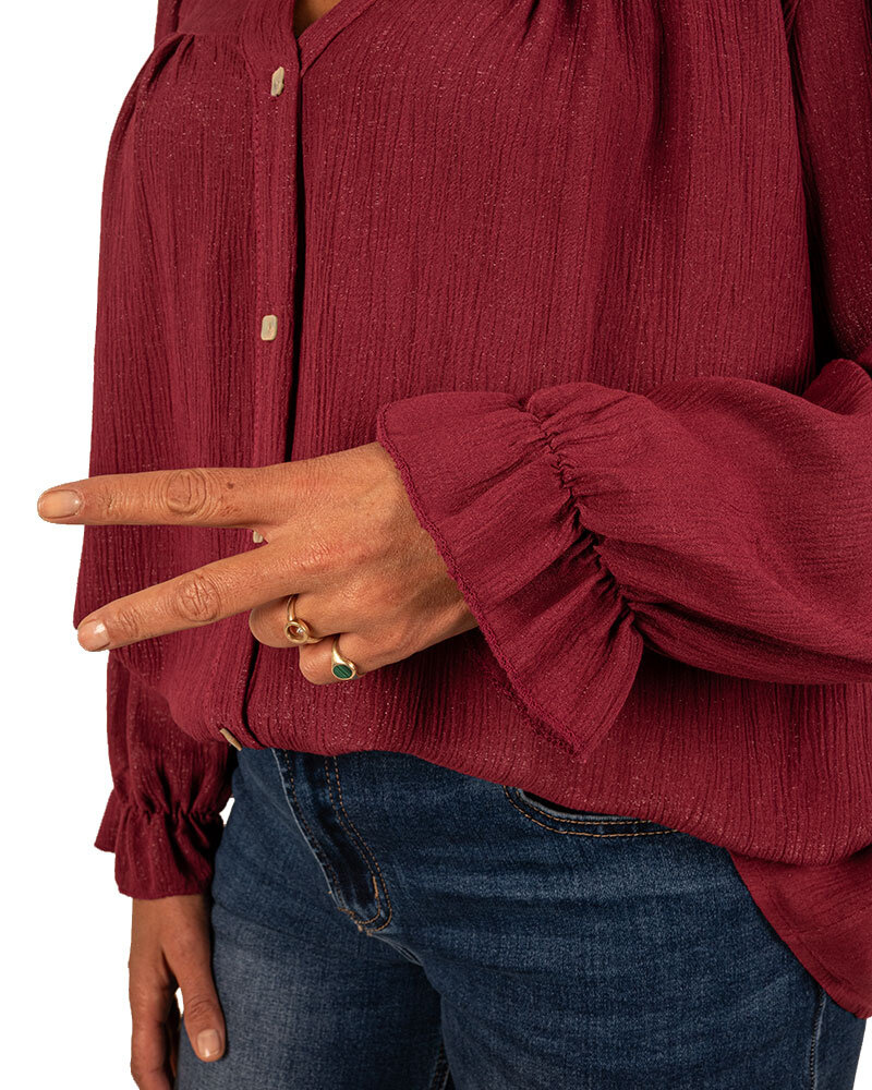 Bordeaux blouse crêpe van Gemma Ricceri