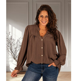 Gemma Ricceri Donkerbruine blouse crêpe