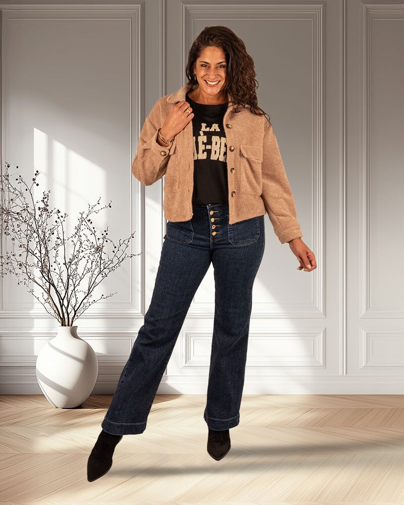 Zwart shirt met beige print van Gemma Ricceri