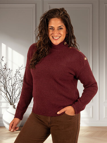 Bordeaux trui sierknoop