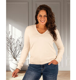 Ecru shirt V-hals lange mouw