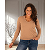 Camel shirt V-hals lange mouw van Aviva