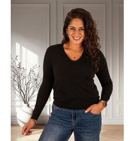Zwart shirt V-hals lange mouw