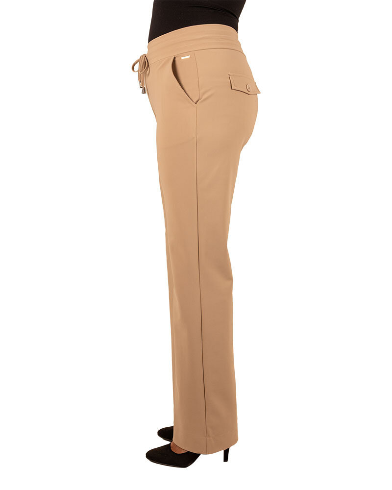 Latte travelstof pantalon bonded met rechte pijp van Mi Piace