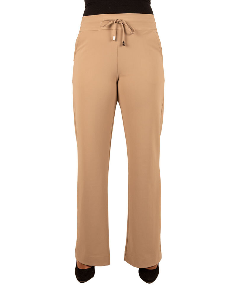 Latte travelstof pantalon bonded met rechte pijp van Mi Piace