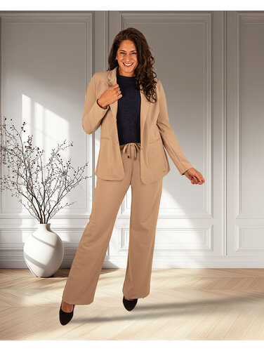Mi  Piace Latte travelstof pantalon bonded met rechte pijp