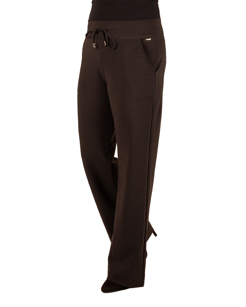 Zwarte travelstof pantalon bonded met rechte pijp van Mi Piace