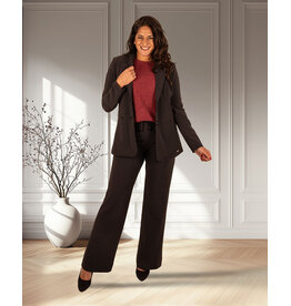 Mi  Piace Zwarte travelstof pantalon bonded met rechte pijp