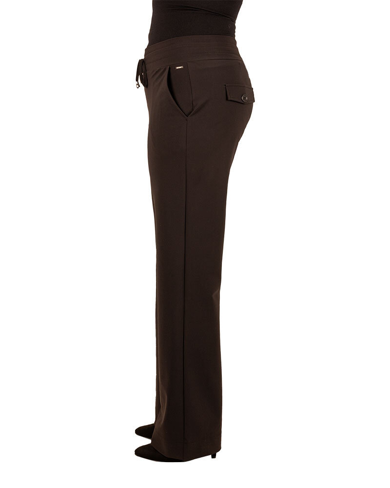 Zwarte travelstof pantalon bonded met rechte pijp van Mi Piace