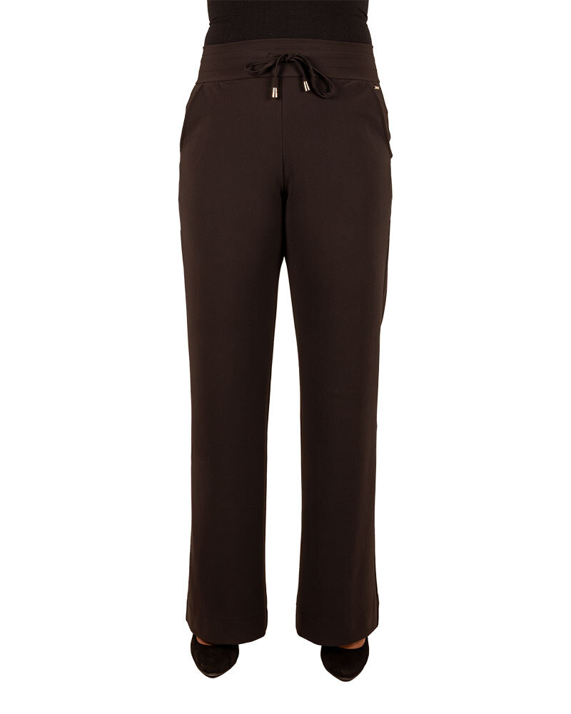 Zwarte travelstof pantalon bonded met rechte pijp van Mi Piace