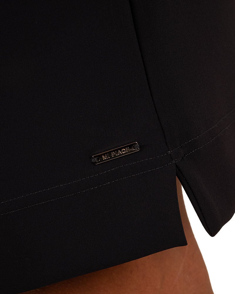 Donkerblauwe travelstof jurk bonded van Mi Piace