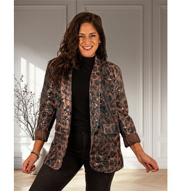 El-Vita Bruin/zwarte blazer met pailletten
