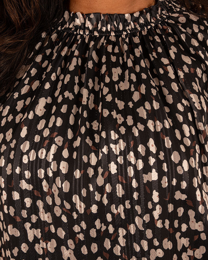 Zwart/beige print ballontop van El-Vita